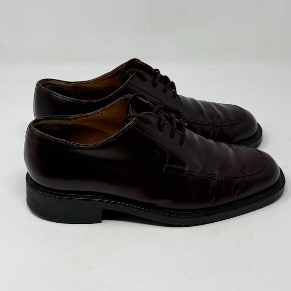 TOD\'S Apron Toe Derby Shoes Mens 10 Burgundy Lace Up Business Dress Wedding READ main image 8